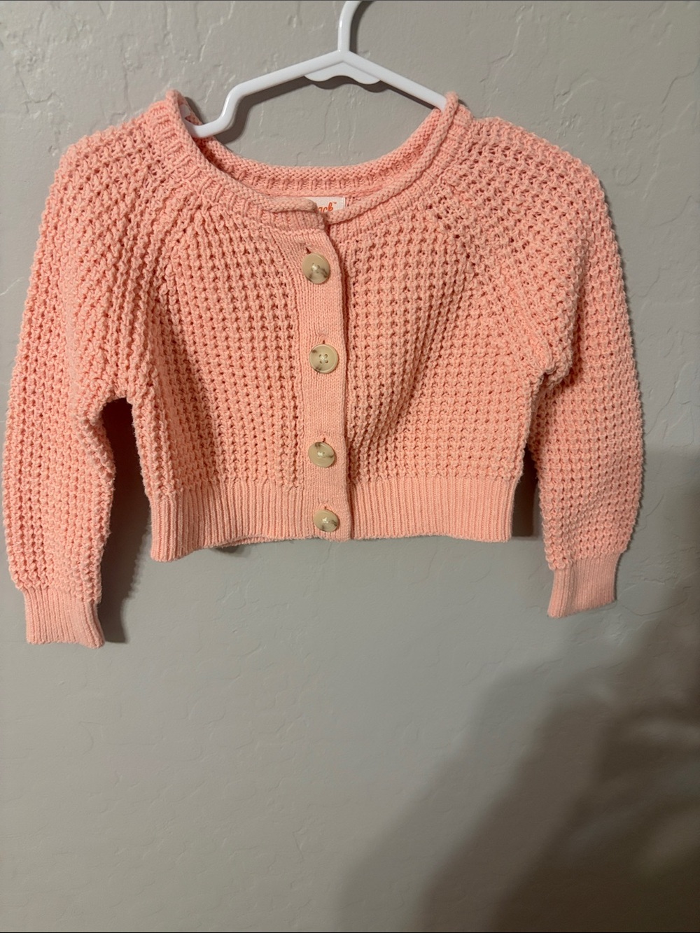 Cat & Jack Peach Cropped Knit Button-Up Cardigan